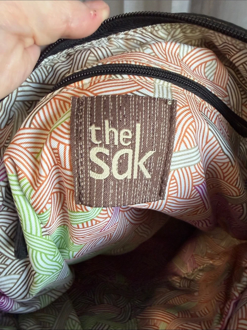 The Sak Tri-Color Leather Crossbody in Brown, Cream & Black
